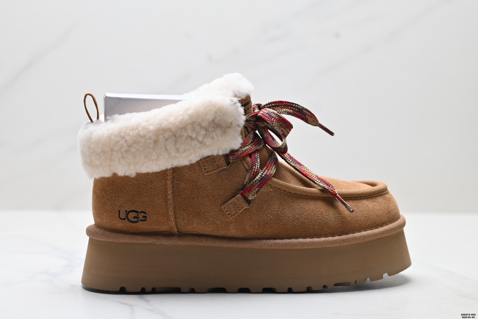UGG Funkarra nubuck leather, warm and non-slip, plus velvet, increased thick sole, comfortable round toe short boots, women's style