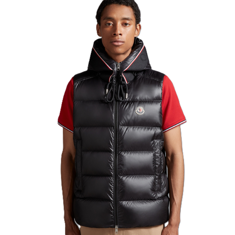 Moncler webbing hooded letter vest, Men's and Women's Same Style