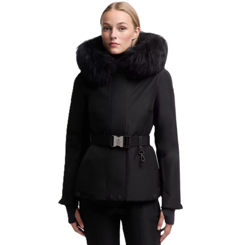 Moncler hooded, waist cinched, fur collar, down ski jacket jacket &reg;