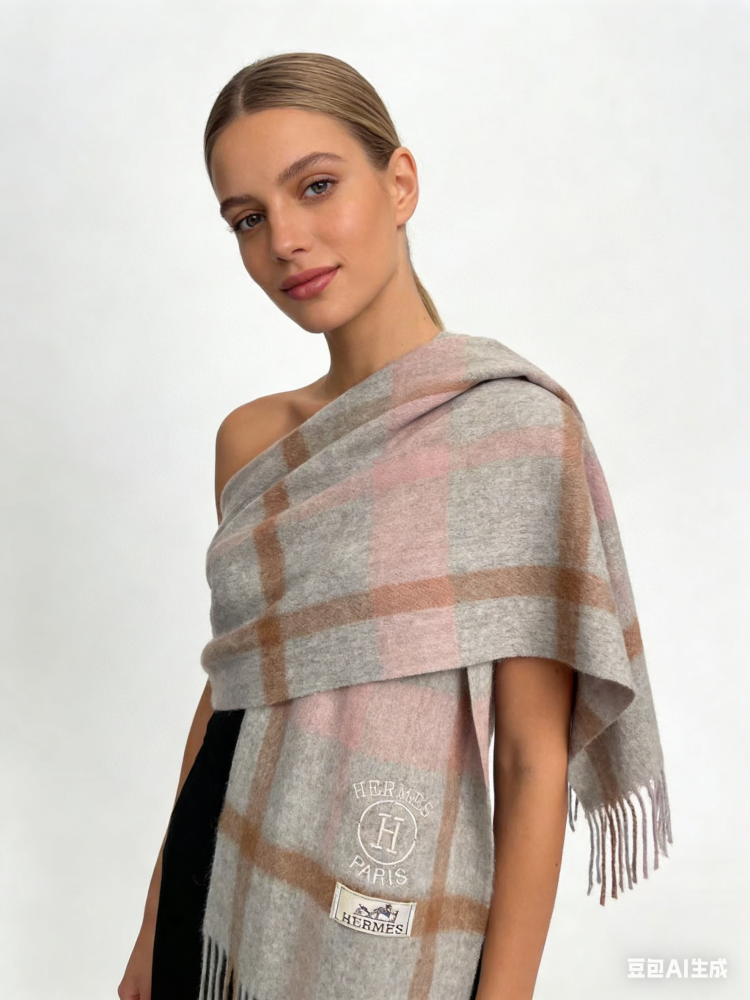 Herm&egrave;s Plaid Cashmere Scarf