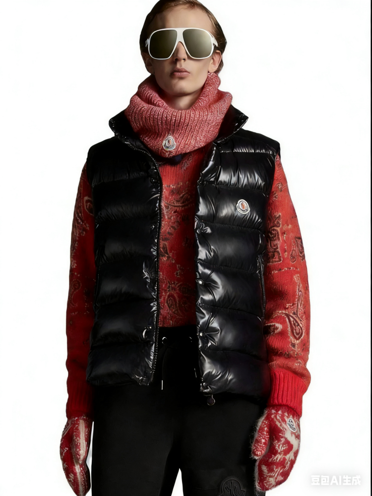 Moncler's new men's and women's stand-up collar down vests
